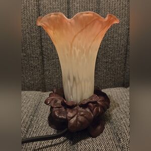 6.5"H Peach Tulip Accent  Night Light Lamp